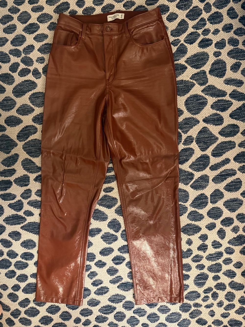 Abercrombie & Fitch Chestnut Faux Leather Straight-Leg Pants